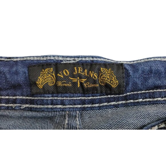 Vo Jeans Womens Jeans Distressed Acid Wash Blue with Bling size 31"  JH1061 - Picture 3 of 4